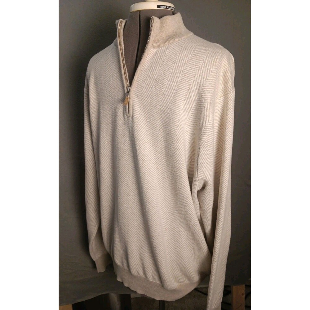Peter Millar Crown Soft XL Tan Quarter Zip Pima Cotton Cashmere Silk Pullover